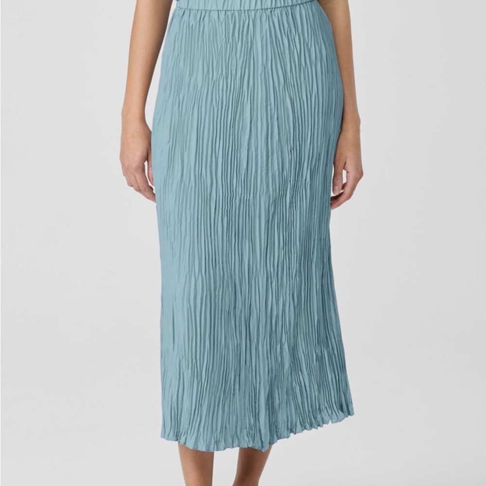 NWOT Eileen Fisher Crushed Silk Maxi Skirt, Large
